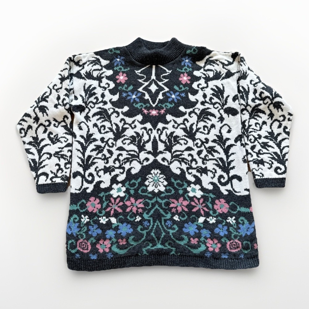 Vintage Carriage Court Sweater Womens M‎ Knit Retro 80s 90s Floral Retro